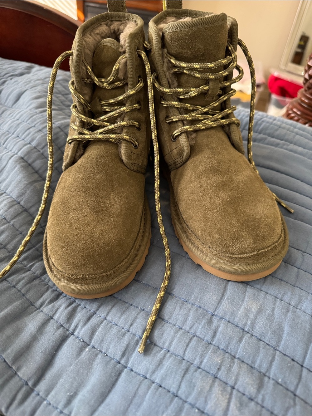 UGG Women's Lace-Up Suede Boots in Olive Green